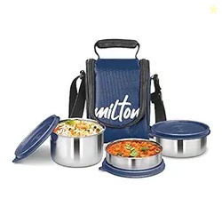 MILTON Tasty 3 Lunch Box with Insulated Fabric Jacket, 3 Stainless Ste
