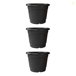 TrustBasket Bhuvi Round Plastic Pots 10 (Black) Set of 3 | Heavy Duty 