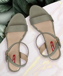 Bata Women Heels Sandal (Olive , 5)