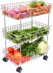 EVERSUN Vegetable Onion Potato Fruit Trolley/Basket Stainless Ste...mo