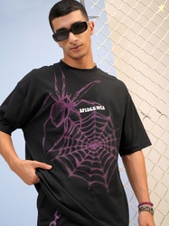 HIGHLANDER Typography Puff Printed Drop-Shoulder Sleeves Oversized T-s