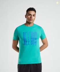 REEBOK Men Graphic Print Round Neck Cotton Blend Light Blue T-...