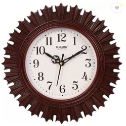 Kadio Analog 24.5 cm X 24.5 cm Wall Clock (Maroon, with Glass, Standar