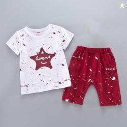 Attis Boys & Girls Casual T-shirt Three Fourth Pant (White Wine R...mo
