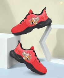 CAMPUS Tom & Jerry Lace Running Shoes For Boys (Red, 4.5-5 Years)