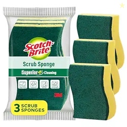 Scotch Brite Scrub Sponge -Pack of 3 for everyday utensil cleaning (Ki