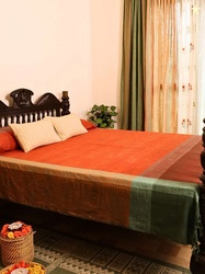 Peepul Tree Rust & Green Pure Cotton Single Bed Cover