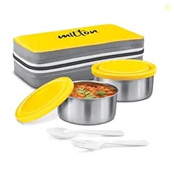 MILTON New Mini Lunch Box with Insulated Bag, 2 Containers (2 Stainles