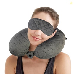 Lushomes Travel Neck Pillow and Eye mask Set for Car Travel, Quilted V