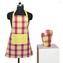 Lushomes Checks Kitchen Cooking Apron Set for Women, Apron for Men, Co