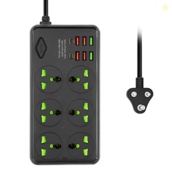 PESOMA Extension Board, Power Strip with 6 USB Ports and 6 Universal S