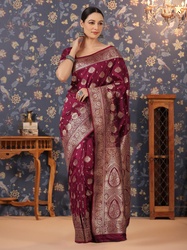 House of Pataudi Women Woven Design Zari Banarasi Sarees