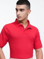 HIGHLANDER Men Solid Polo Collar Cotton Relaxed Fit T-shirt