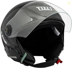 TIZZY Half Face Helmet Bike Riding Helmets With Plain Visor & Str...mo