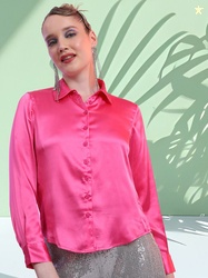 Tokyo Talkies Spread Collar Satin Casual Shirt