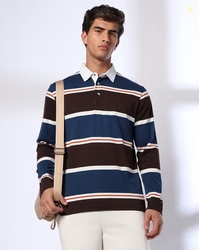 TEAMSPIRIT Men Striped Regular Fit Polo T-Shirt