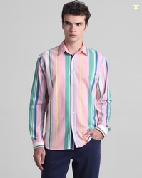 JACK & JONES Men Striped Slim Fit Shirt with Spread Collar