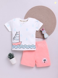 YK X Tinyo Infant Girls Printed Pure Cotton T-shirt with Shorts