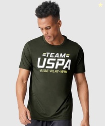 U.S. POLO ASSN. Men Solid Round Neck Polyester Green T-Shirt