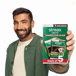 Streax Insta Shampoo Hair Colour Dark Brown for Women and Men, Pack of