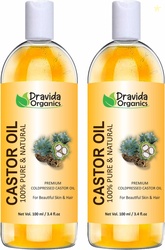 Dravida Organics Cold-Pressed 100% Pure Castor Oil (Pack of 2) Ha...mo