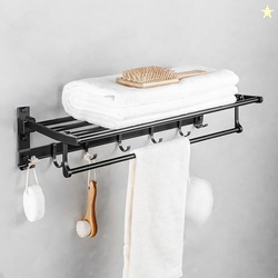MIORAH 24 Inch Foldable Aluminum Towel Rack for Bathroom  Wall Mounted