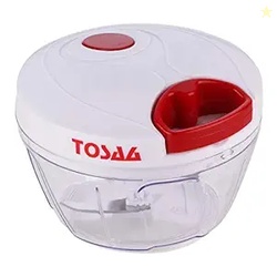 Tosaa Vegetable Pull Chopper 450 ml with Bowl & 3 SS Spiral Blades (Co