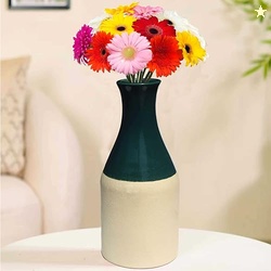 Pure Source India Porcelain Flower Vase (8 Inch) (Green) (Without Flow