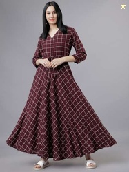 Tokyo Talkies Women Checked Maxi Dress