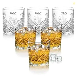 Treo by Milton Barley 340 Clear Whiskey Glass Tumbler Set of 6, Bar Gl