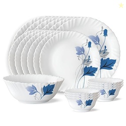Larah by BOROSIL Fluted Series Ageria Opalware Dinner Set | 19 Piece f