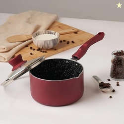 Cello Crown Induction Base Non Stick Saucepan with Glass Lid 1.5 Liter