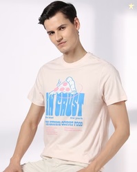DNMX Men Typographic Print Regular Fit Crew-Neck T-Shirt