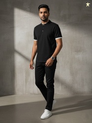 Roadster The Lifestyle Co Men Mandarin Collar Henley Neck Tshirt