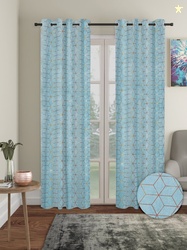 Aura Copper Toned 2 Pieces Geometric Velvet out Door Curtains