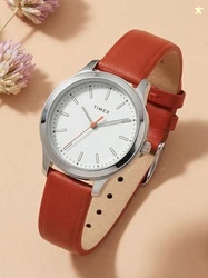 Timex Women Brass Dial & Leather Straps Watch
