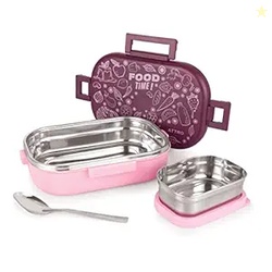Attro Food Time Stainless Steel Lunch Box, Airtight & Leak Proof - 2 C