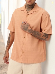 WROGN X fwd Textured Self Stripes Seersucker Oversized Shirt
