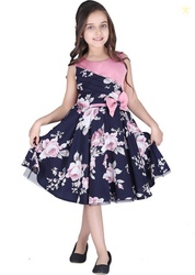 Cutecumber Girls Midi/Knee Length Party Dress (Dark Blue, Sleevel...mo