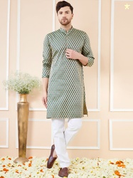 See Designs Ethnic Motifs Woven Design Mandarin Collar Regular Pure Si