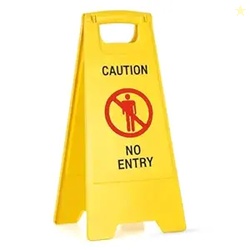 GLUN Caution Sign Board No Entry, Size 24 * 15 * 12 Inch Bright Yellow