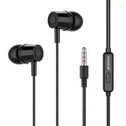 Kratos E02 Black Wired Earphones with 3.5mm Jack in-line Mic Control f
