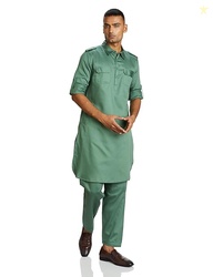 Amazon Brand - Symbol Men's Cotton Solid Kurta Pyjama Set