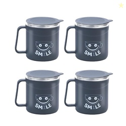 ATTRO Happy Mug Set of 4-Comes with Double Wall Inner Stainless Still 