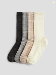 H&M 4-Pack Ribbed Wool-Blend Socks