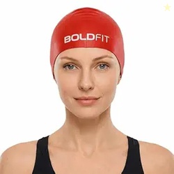 Boldfit Silicone Swimming Cap for Men Women & Kids - Easy Fit, Long Ha
