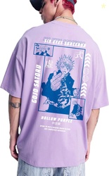 brief chickade Men Printed Round Neck Pure Cotton Purple T-Shirt