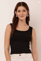 Mahhi Fashion Casual Sleeveless Solid Women Black Top