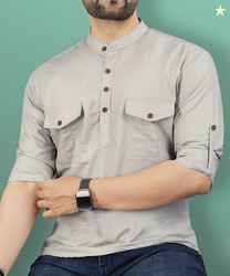 VeBNoR Men Regular Fit Solid Mandarin Collar Casual Shirt