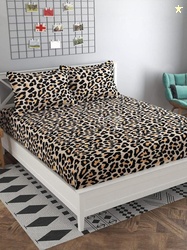 TINDLER KNOTS Multicoloured 300 TC King Bedsheet with 2 Pillow Covers